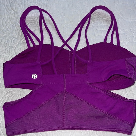 LULULEMON EXQUISITE CUT OUT STRAPPY BRA ULTRA VIOLET PINK PURPLE COLOR SIZE 6 - Picture 6 of 6